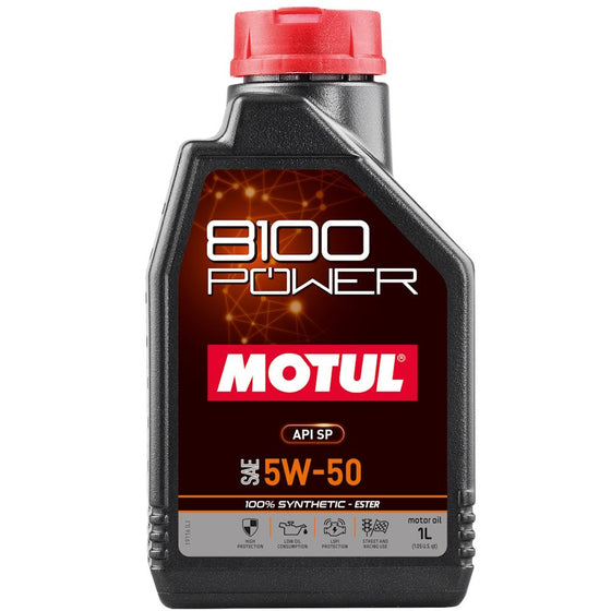 MOTUL 5W50 ESTER 8100 POWER HIGH PERFORMANCE FULLY SYNTHETIC ENGINE OIL 111812