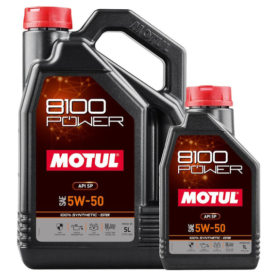 MOTUL 5W50 ESTER 8100 POWER HIGH PERFORMANCE FULLY SYNTHETIC ENGINE OIL 111812
