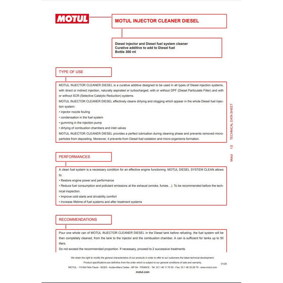 Motul Emission Reduction Kit (Diesel) DPF Cleaner 300ML & Injector Cleaner 300ML 112378