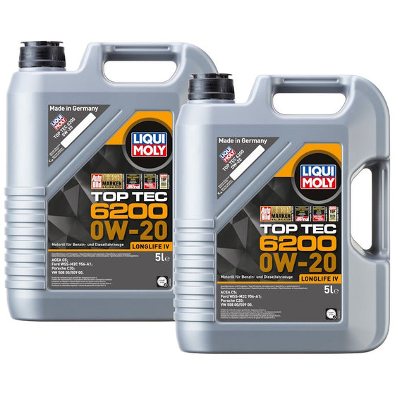 Liqui Moly 0W-20 Top Tec 6200 Porsche C20 VW 508 00/509 00 Engine Oil ACEA C5 20789