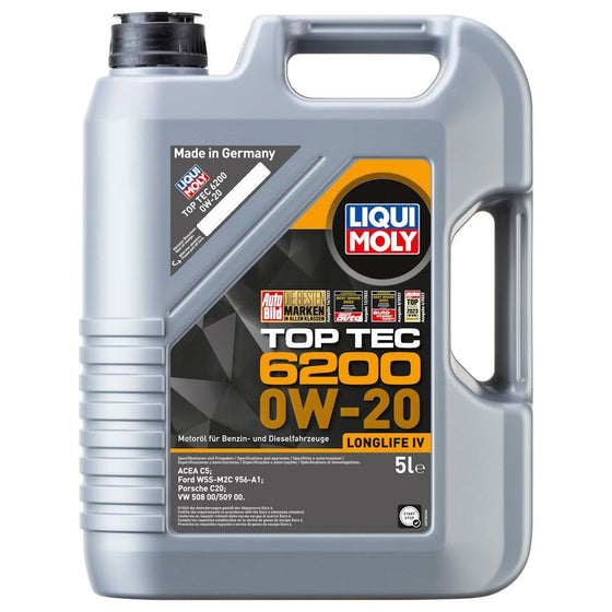 Liqui Moly 0W-20 Top Tec 6200 Porsche C20 VW 508 00/509 00 Engine Oil ACEA C5 20789