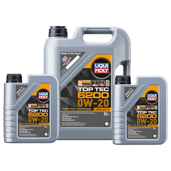 Liqui Moly 0W-20 Top Tec 6200 Porsche C20 VW 508 00/509 00 Engine Oil ACEA C5 20789