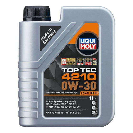 Liqui Moly Top Tec 4210 0W30 Engine Oil ACEA C3 VW 504 00 507 00 C30 21605