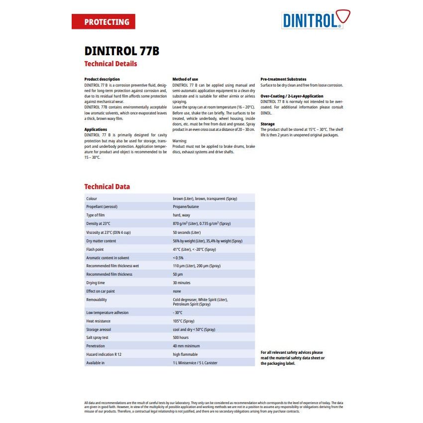 DINITROL 77B CAVITY WAX (LIGHT BROWN) 1 Litre 1136701 – World of Lubricant