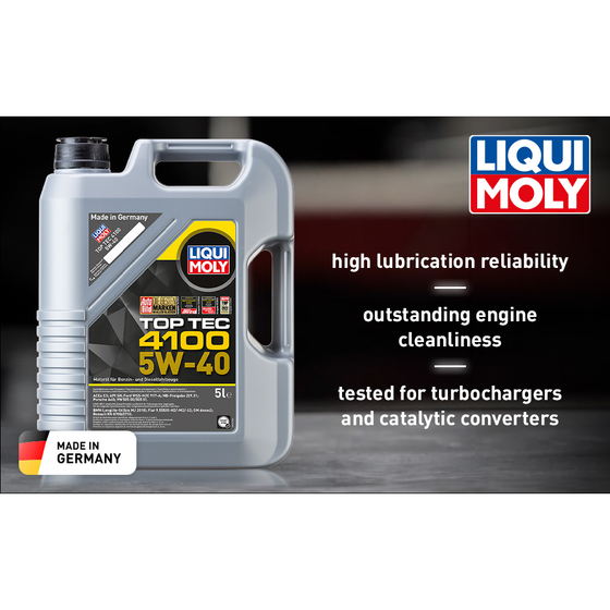 Liqui Moly SAE 5W40 Top Tec 4100 Fully Synthetic Engine Oil C3 9511