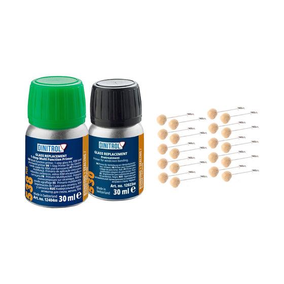 DINITROL ONE STEP PRIMER AND ACTIVATOR 538+ 30ML 1240400 AND DINITROL 530 30ML 1202300 + 20 FELT BUDS DIN26