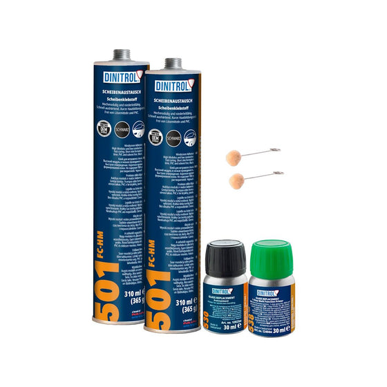 DINITROL 501 FAST CURE LARGE WINDSCREEN FITTING BOND ADHESIVE GLUE SEALANT KIT DIN43