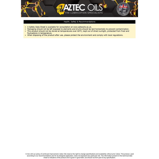 Aztec Hydraulic Oil ISO 46 DIN 51524 Part II HLP ISO 6743-4 HM
