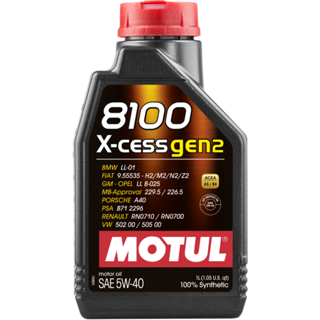 MOTUL 8100 X-CESS GEN2 5W40 A3 / B4 Fully Synthetic Engine Oil 109776