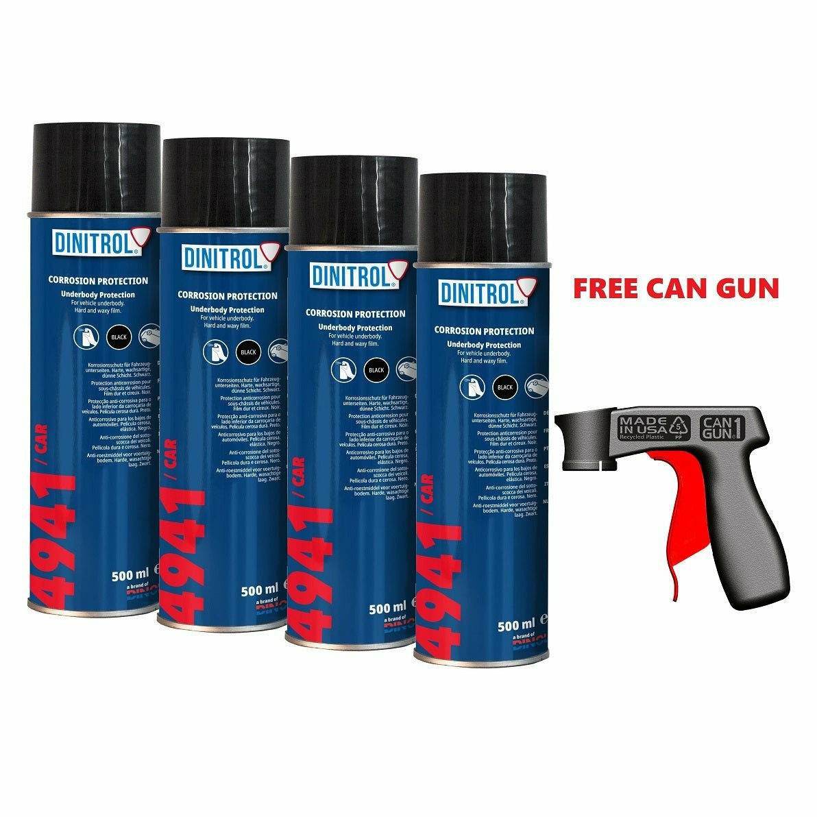 DINITROL 4941 UNDERBODY CHASSIS RUST PROOFING WAX 500ml 4x AEROSOL + C ...