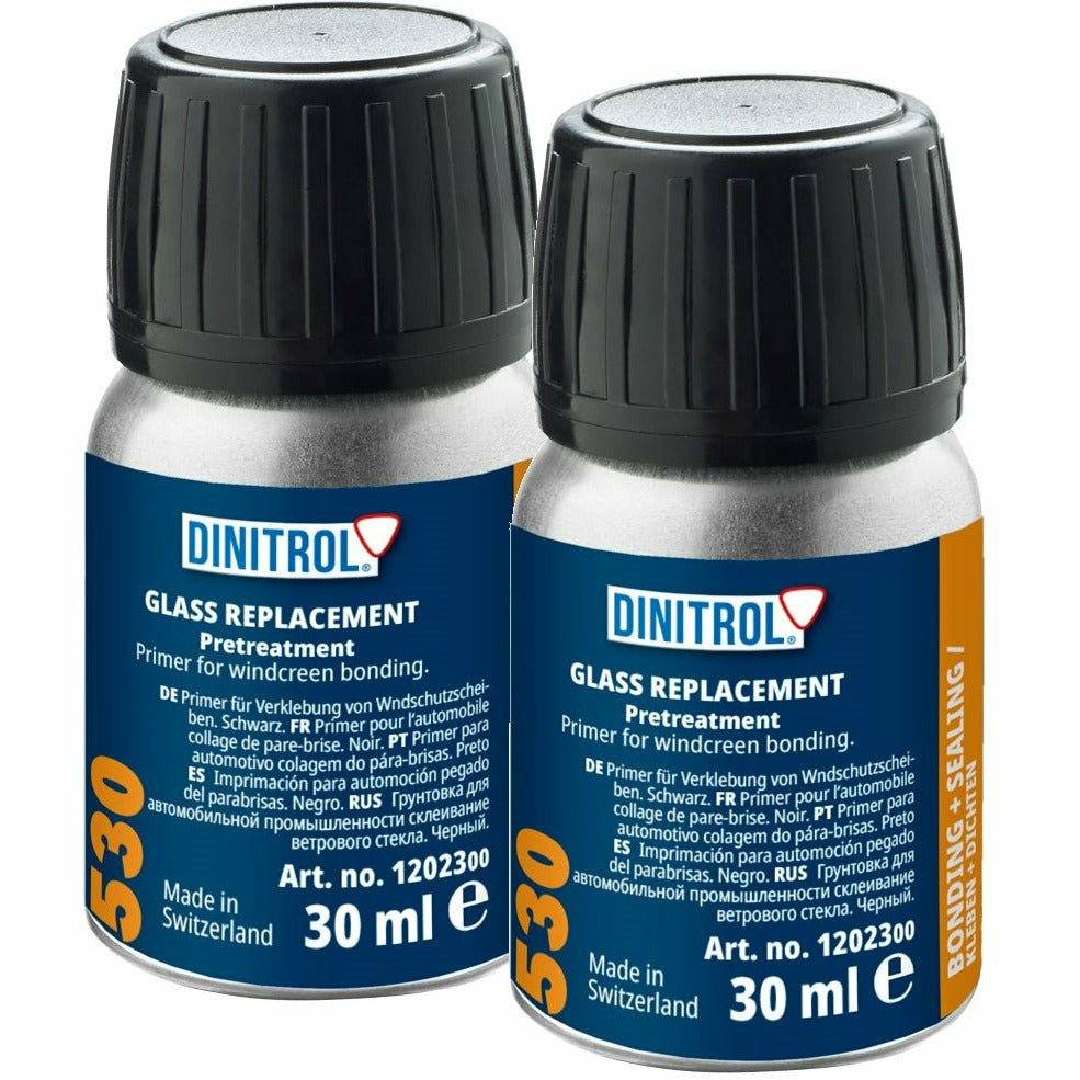 DINITROL 530 WINDSCREEN FITTING ADHESIVE GLUE 30ML BLACK PRIMER GLASS ...