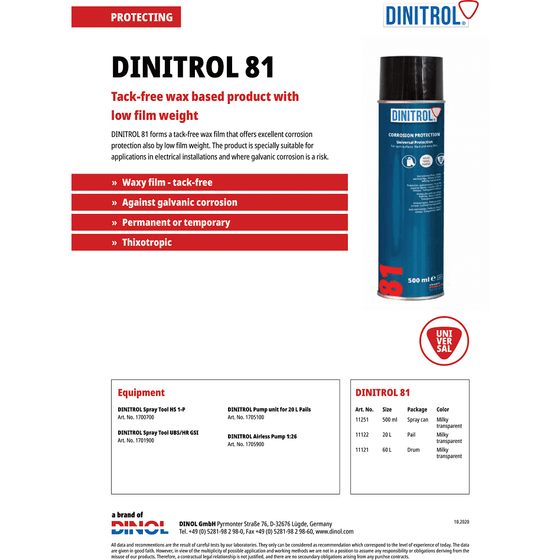Dinitrol 81 Clear Wax Rodent Mouse Protection Transparent 500ML Aerosol 1125104 - World of Lubricant