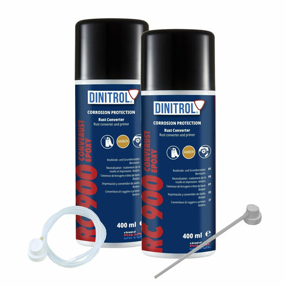 DINITROL RC900 RUST CONVERTER PRIMER 400ml 2x CAN + EXTENSION NOZZLES 1100801 - World of Lubricant