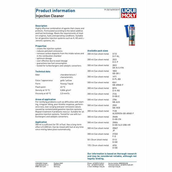 Liqui Moly Injection Cleaner + Fuel Treatment + Carb and Valve Cleaner Full Kit 1803+8365+1818 - World of Lubricant