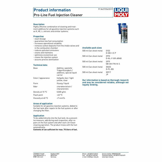 Liqui Moly Pro-Line Gasoline System Cleaner 500ml Made in Germany 5153 - World of Lubricant