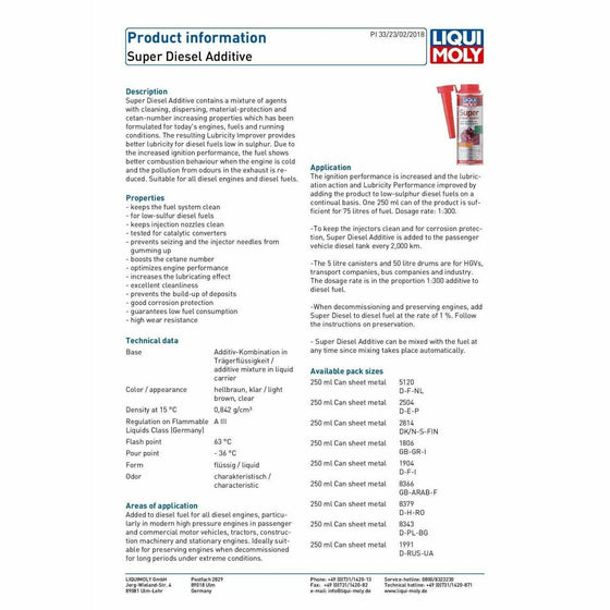Liqui Moly Super Diesel Additive 250ml Made in Germany 1806 - World of Lubricant