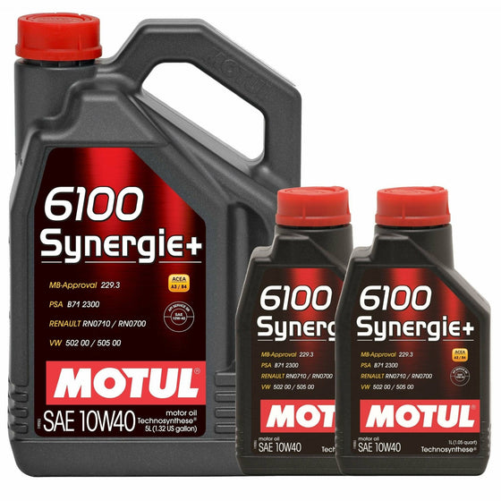 Motul 6100 Synergie+ 10W40 A3/B4 Synthetic Engine Oil VW MB SKODA AUDI 108647 - World of Lubricant